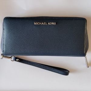 Michael Kors Blue Continental Wristlet Wallet